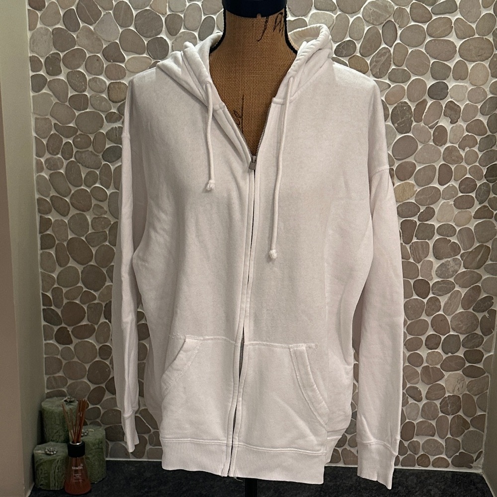 Hollister White Zip-Up Hoodie